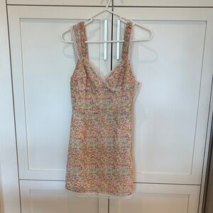 Chic Floral Lace-Trim Mini Dress